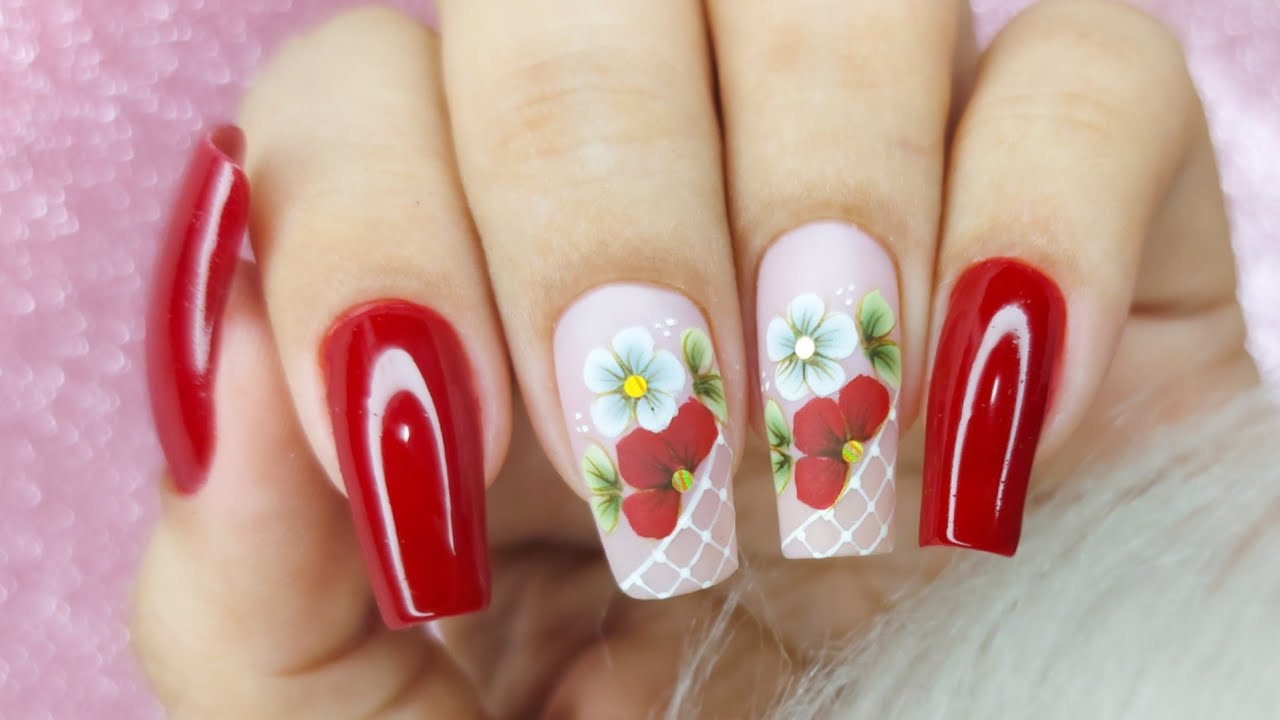 unhas decoradas passo a passo flores muito bonitas