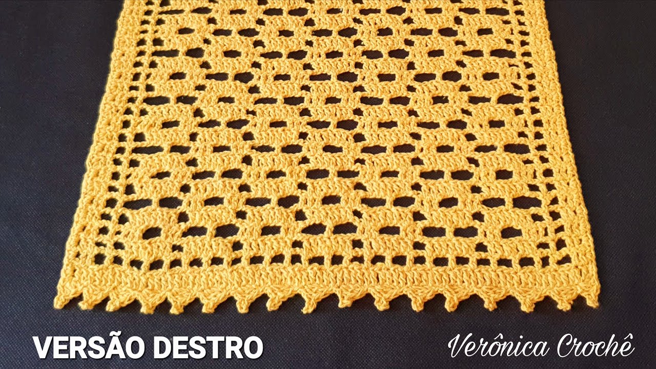 🥂Caminho de mesa em croche barbante fio3/Trilho de mesa/Passo a passo/Para iniciantes(Versão destro)