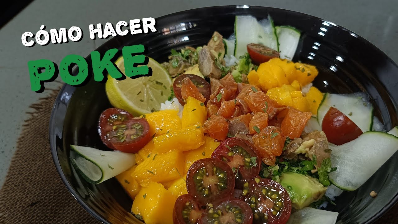POKE BOWL de Salmón, aguacate y Mango. Comida típica de HAWAII, Rápida y sencilla de Hacer. 🥭🥑