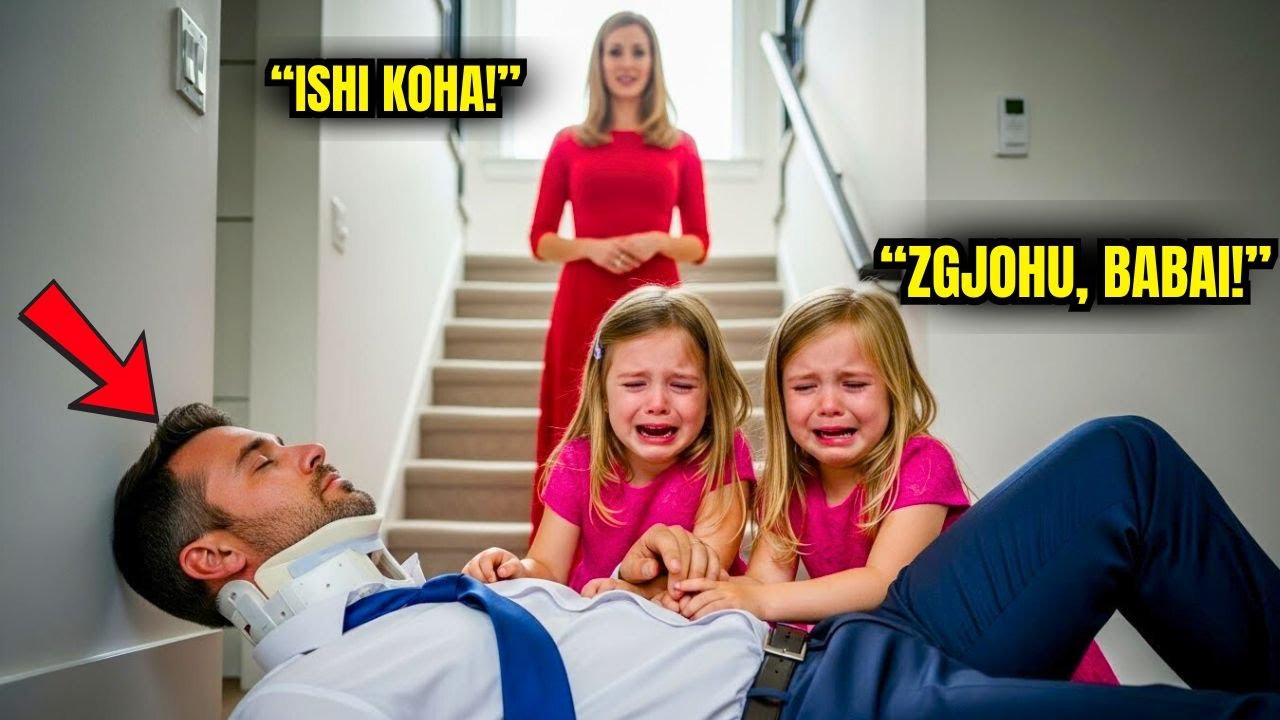 Milioneri ra nga shkallët dhe u shtir sikur humbi ndjenjat… ajo që gruaja e re u bë binjakëve është