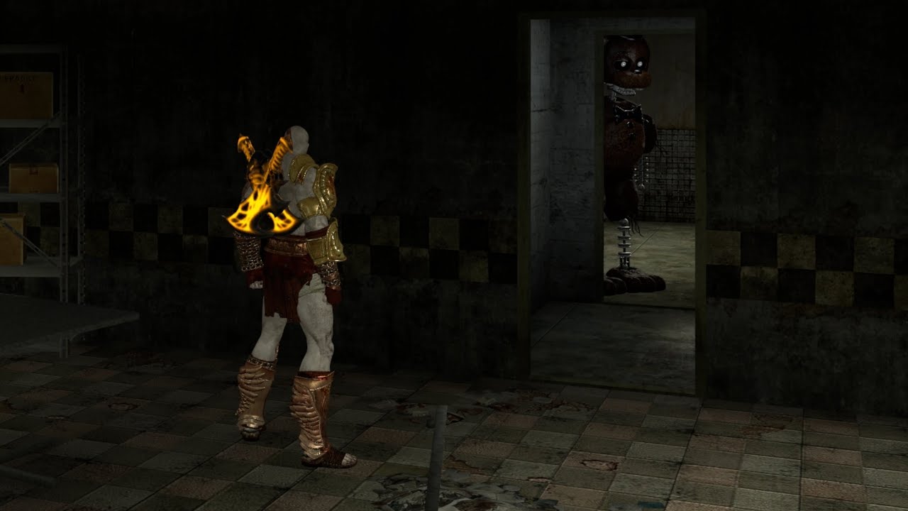 Kratos as a Night Guard at Five Nights at Freddy's