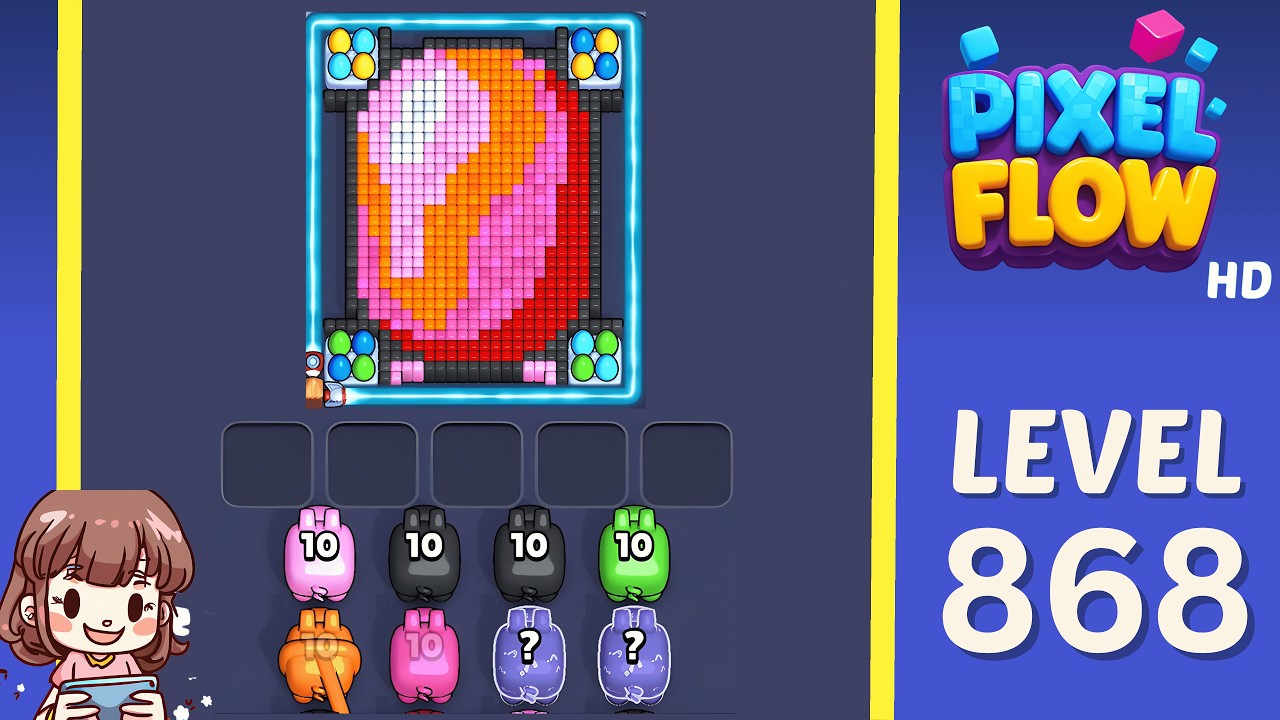 Pixel Flow Level 868 Solution Walkthrough