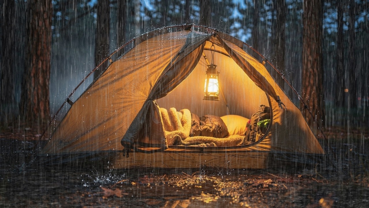 Heavy Rain Outside Tent 🌧️ | Peaceful Night Rain to Sleep All Night