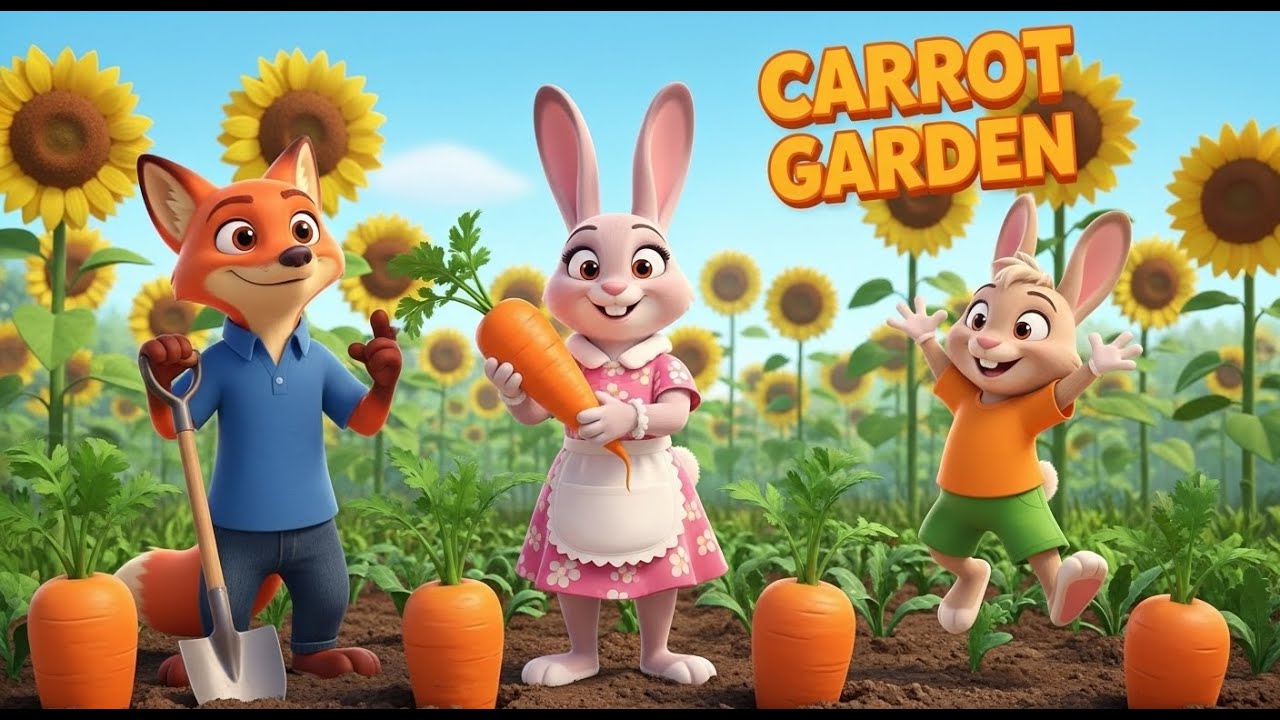 Carrot Garden Adventure | Fox Dad & Bunny Family Learn Patience | Funny 3D Animation for Kids