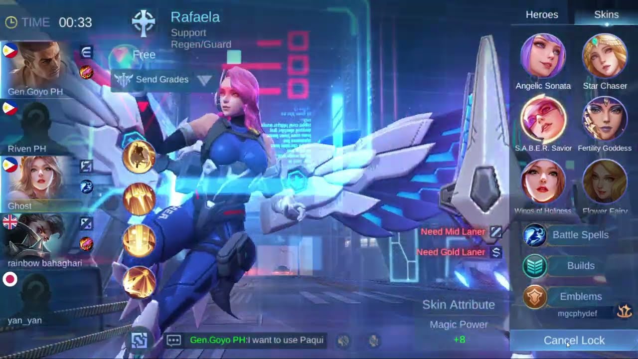 MLBB Rafaela Saber Skin Grandamaster Rank Gameplay Gameplay #63  21Jan2022