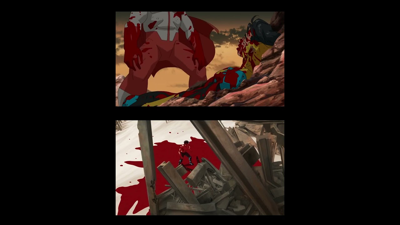 Omni Man's Son | Nolan Beating Mark vs Mark beating Angstrom side by side