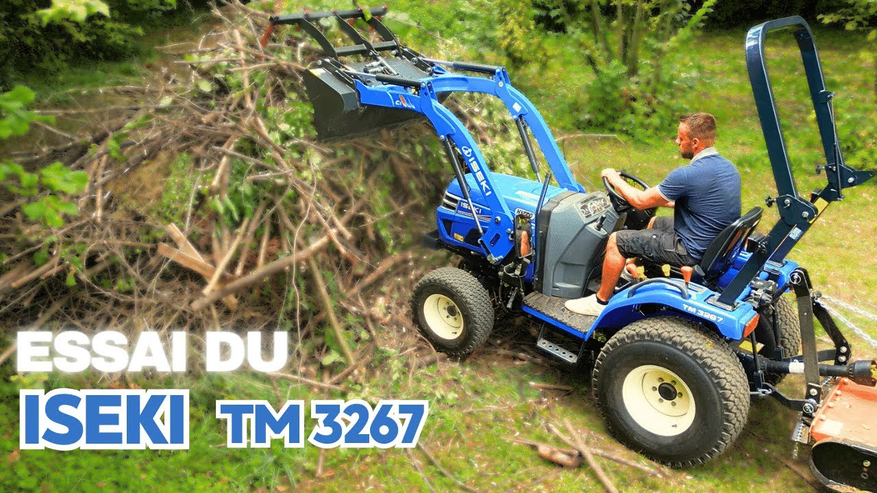 Essai du tracteur Iseki Tm3267 hydrostatique avec chargeur frontal