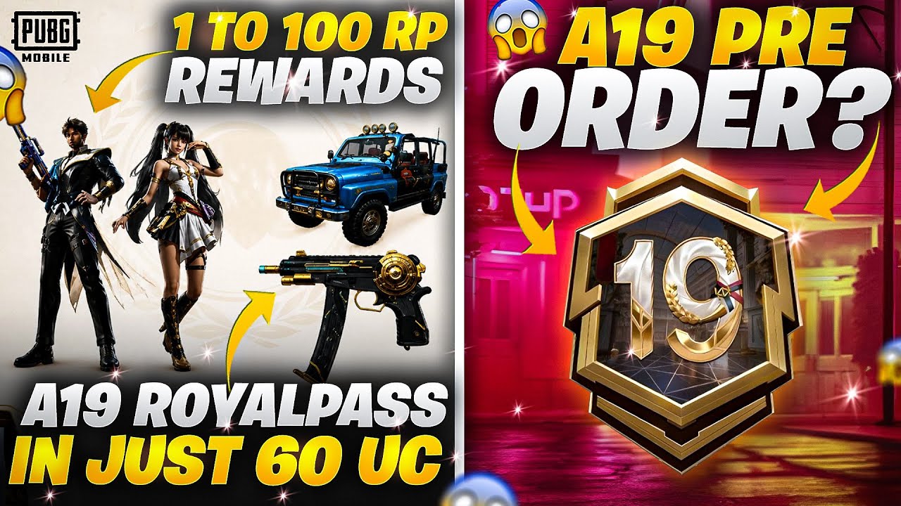 A19 Royal Pass In Just 60 UC | A19 Royal Pass All Rewards | Pre Order Event | PUBGM 