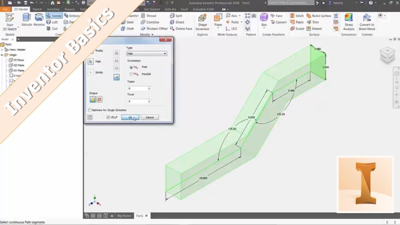 Inventor 101: Sweep Command
