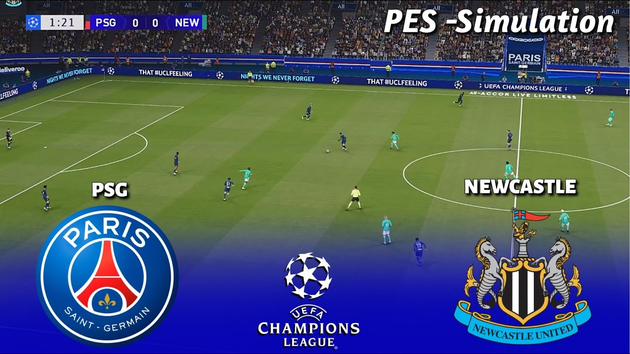 PSG vs Newcastle United | UEFA Champions League 2025 | PES 2021 Simulation