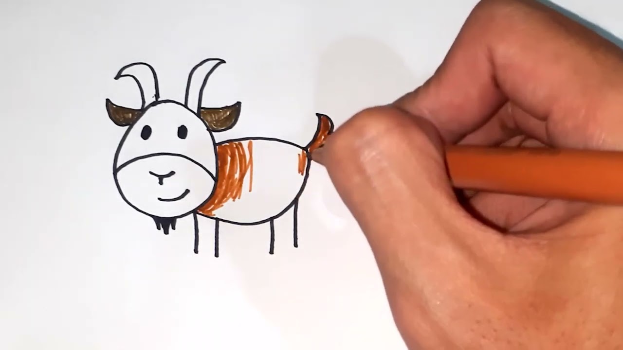 Draw Goat Coloring Animal Drawing for kids, Learn to Draw, Art painting Ideas for children