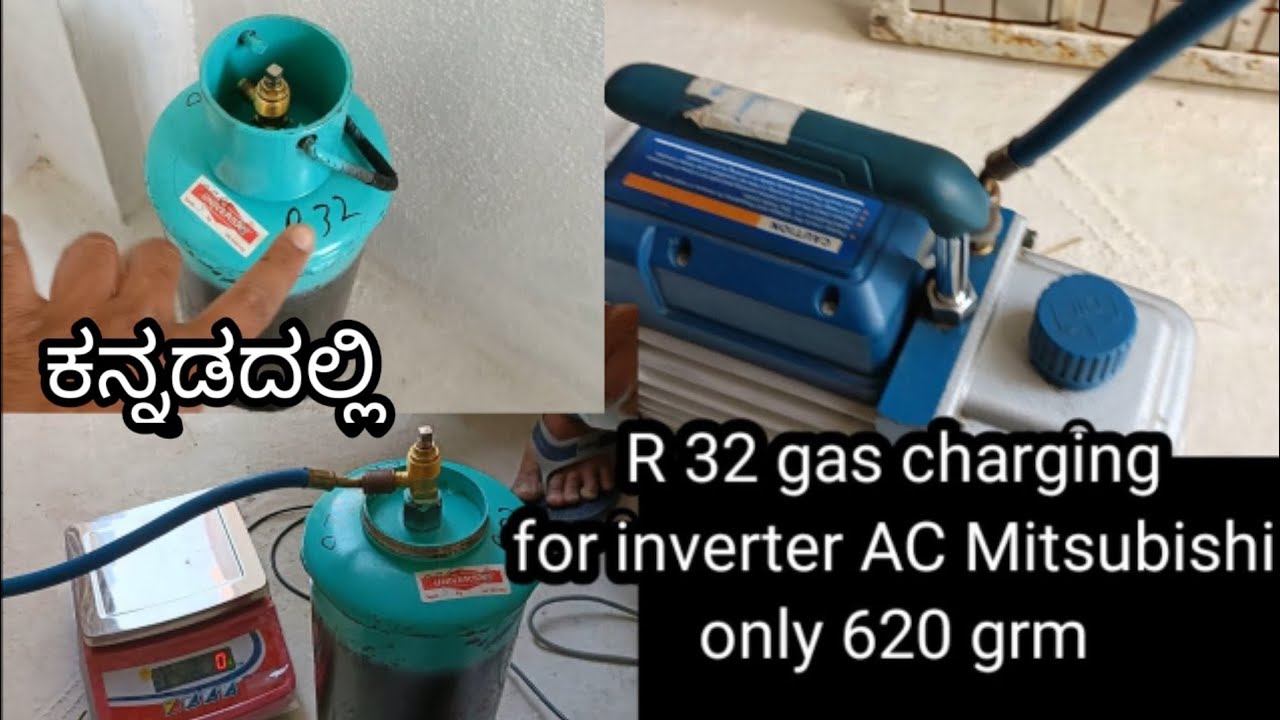 how to gas charging in AC | R 32 gas how to release vacuum and whight filling in practical video.