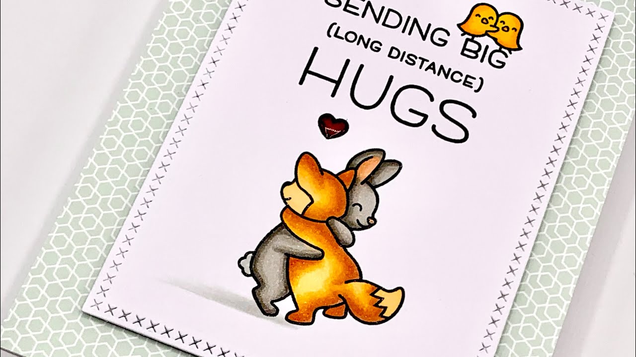HAPPY MAIL CARD: Lawn Fawn - Happy Hugs & Long Distance Hugs