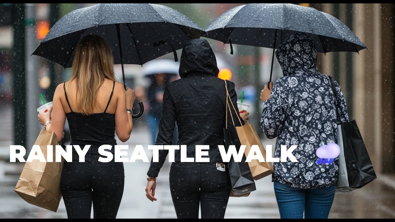 Seattle Rainy City Walk 🌧️in HD - see 4K version below