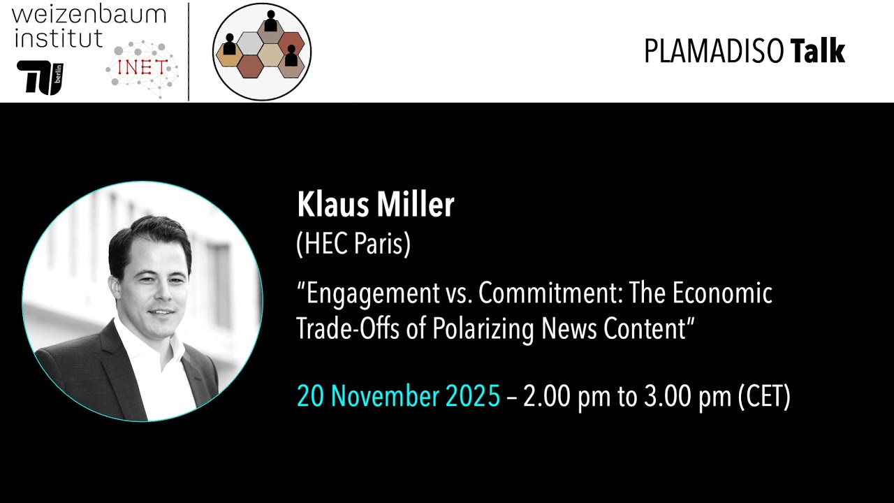 “Engagement vs. Commitment: The Economic Trade-Offs of Polarizing News Content,” Klaus Miller