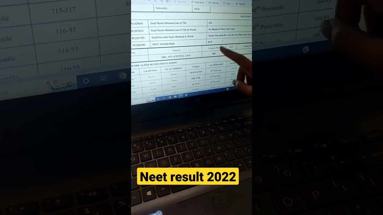 634 Marks in NEET 2022| @physicswallah Rank reaction 🥲 #pw #neet2022 #result