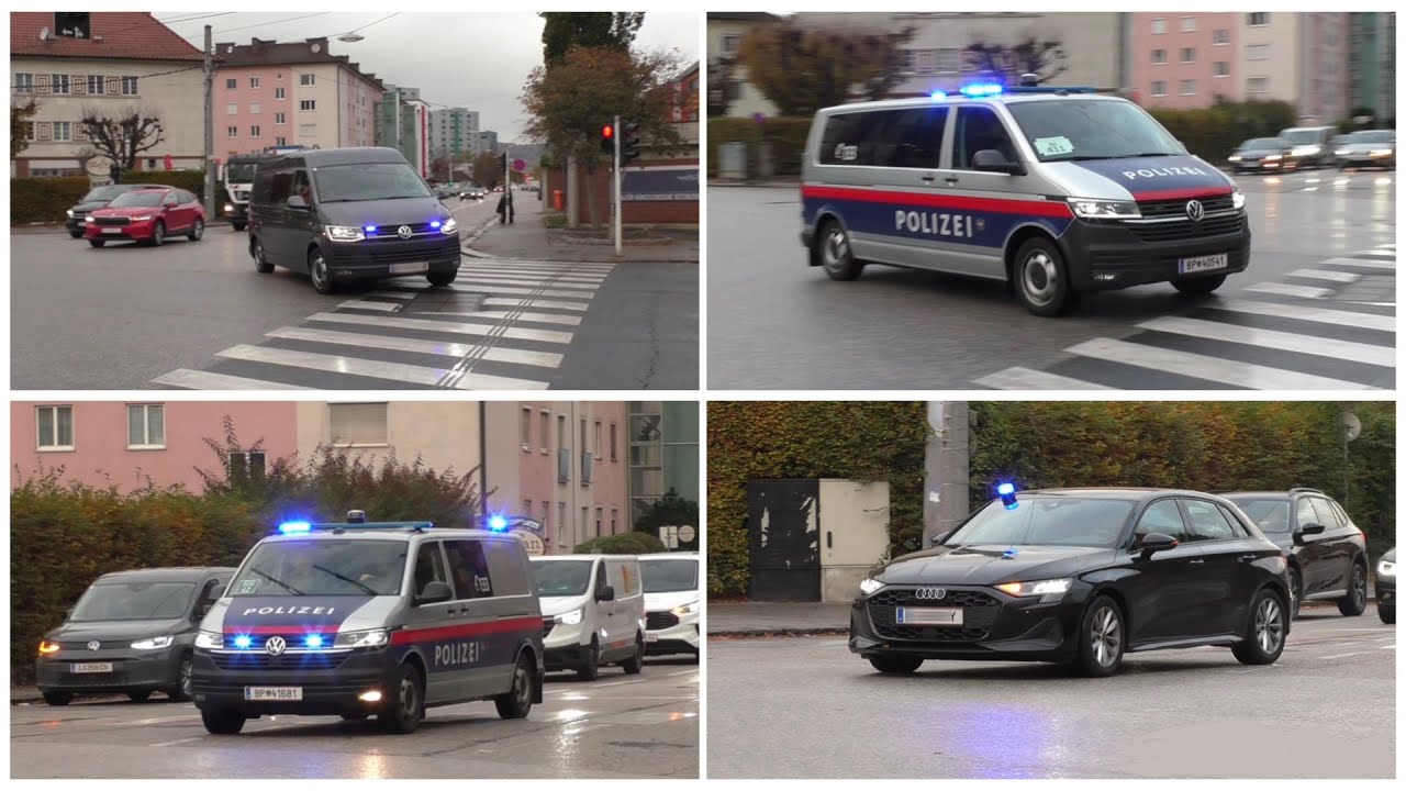 [Zusammenschnitt] SIG, BE und 2x Zivilstreifenwagen | Polizei Linz