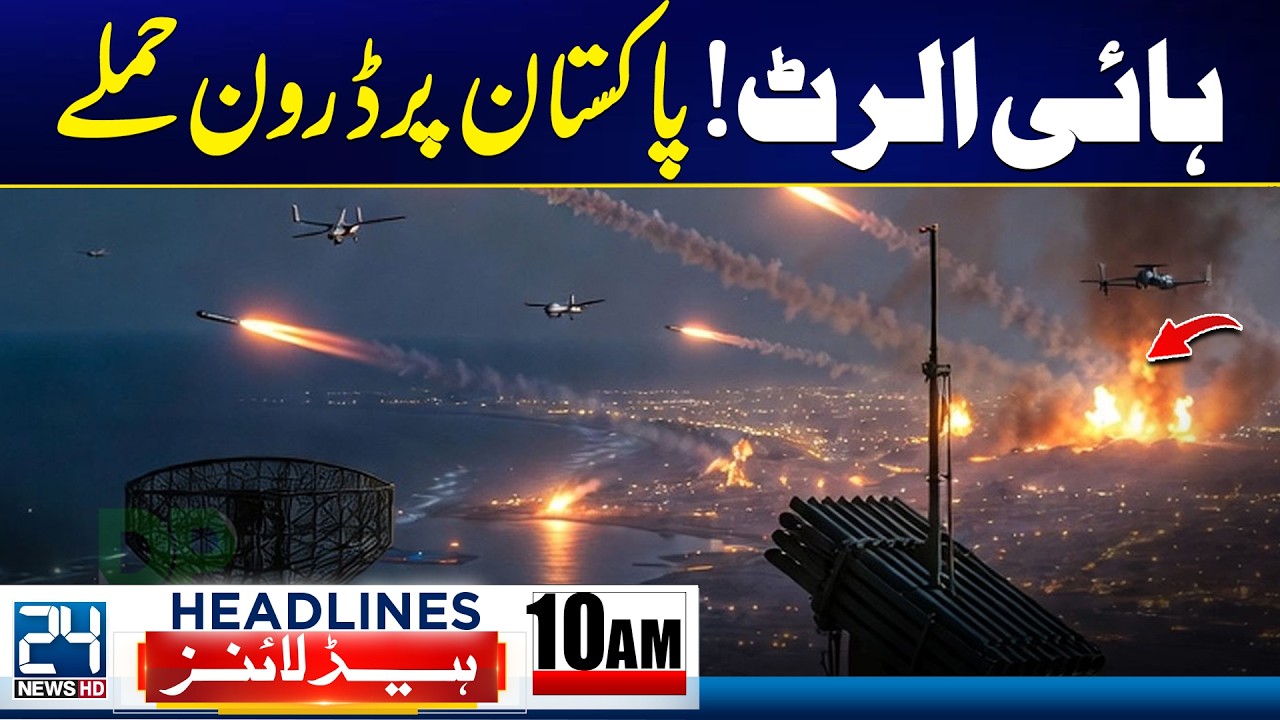 High Alert: Drone Attacks on Pakistan - 10am News Headlines - 24 News HD