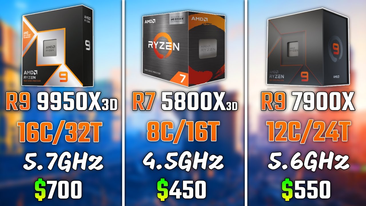 RYZEN 9 9950X3D vs RYZEN 7 5800X3D vs RYZEN 9 7900X | Test in 6 Games