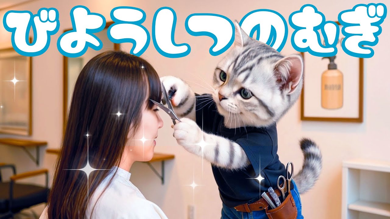 【社畜ねこのむぎ】美容師になったむぎの一日に密着🐱✂️