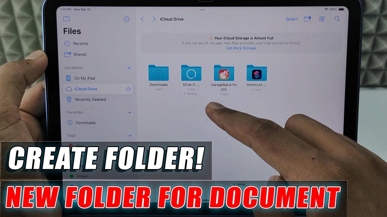 how to create a files app folder on ipad?