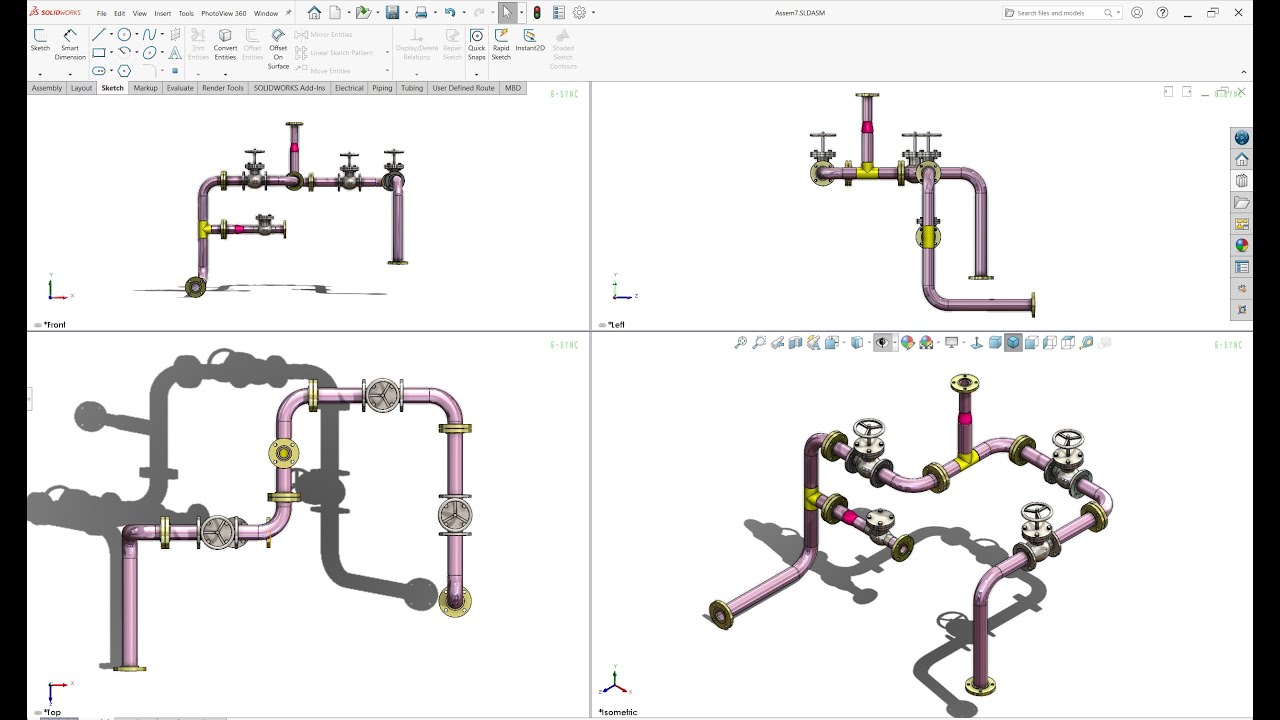 Solidworks Tutorial # 261 Piping Assembly Design  Routing in Solidworks by SW Easy Design