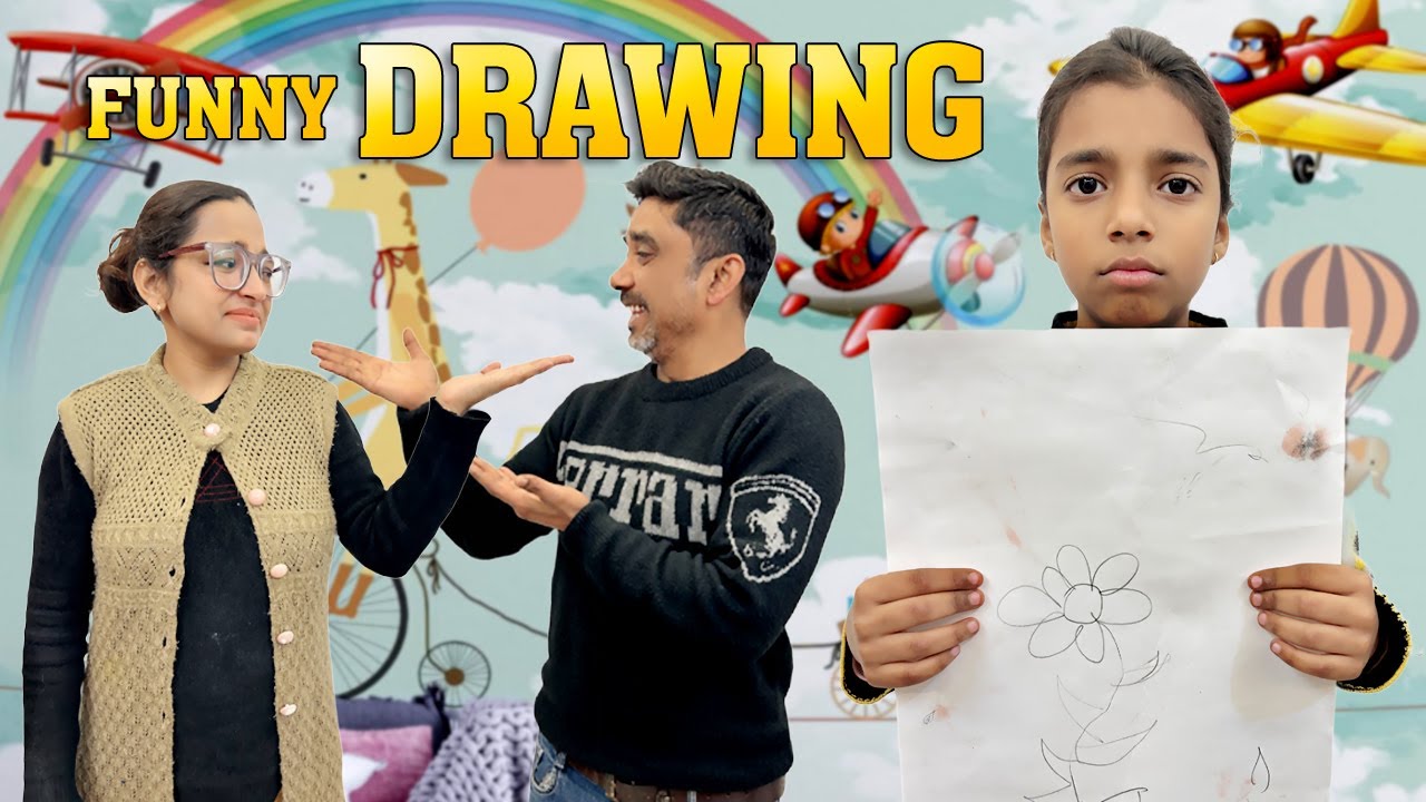 Mummy Papa Aur Angel Ki Funny Drawing | Family Fun Drawing Challenge | Angel And Aalu