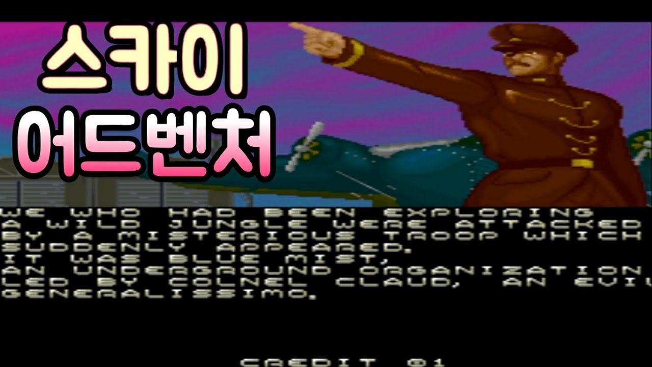 고전게임 원코인)스카이 어드벤처 Alpha Denshi Co(Sky Adventure 1989)원코인 한판하기