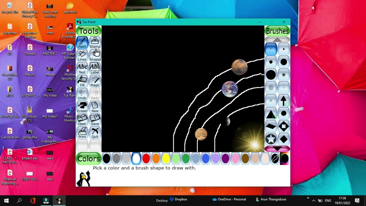 how to draw solar system in tux paint