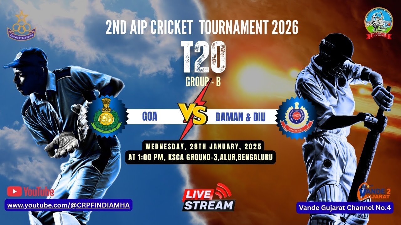 2nd AIP T20 Cricket tournament 2026 Group B  Goa Police vs Daman & Diu Police at Alur Stadium