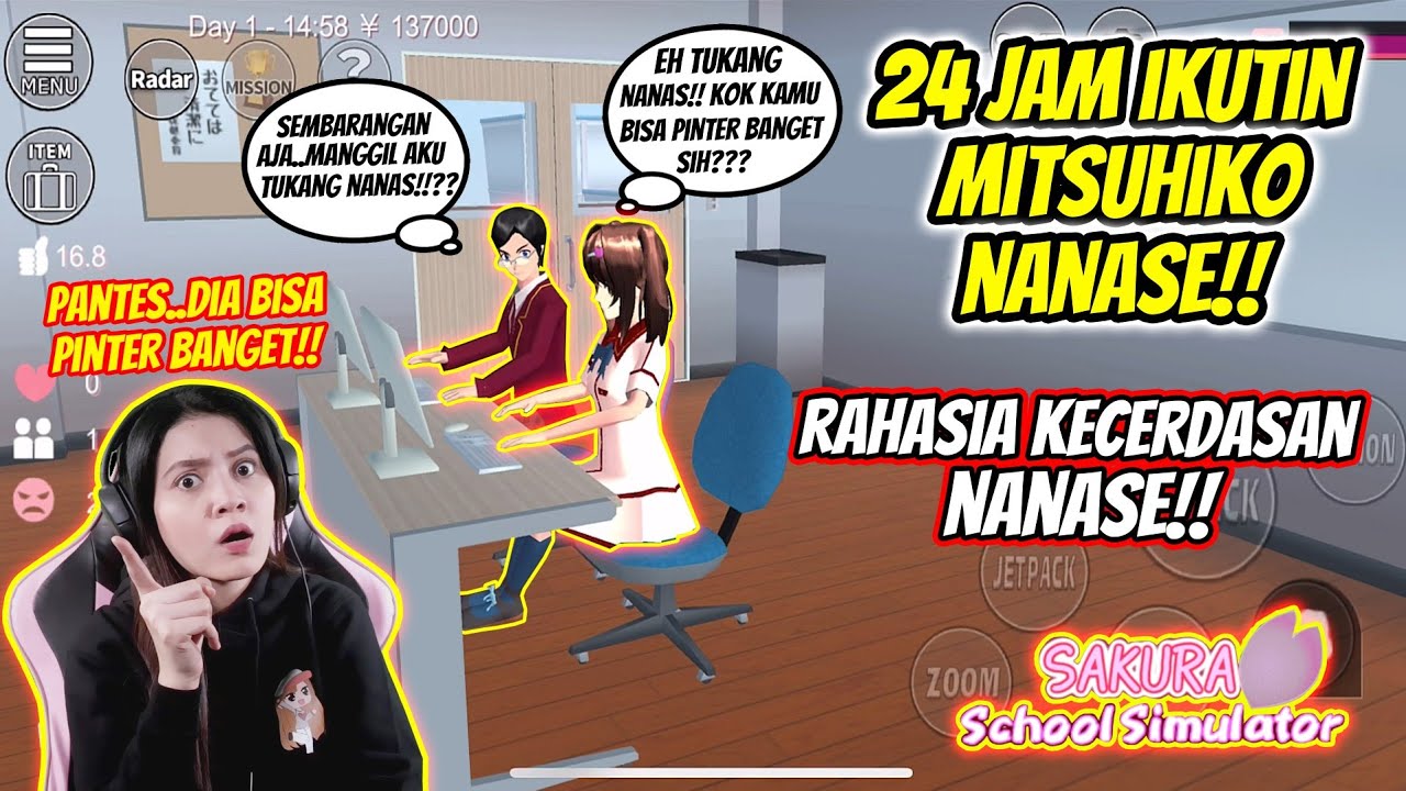 24 JAM NGIKUTIN MITSUHIKO NANASE!! INI DIA RAHASIA KECERDASANNYA!! SAKURA SCHOOL SIMULATOR - Part 55