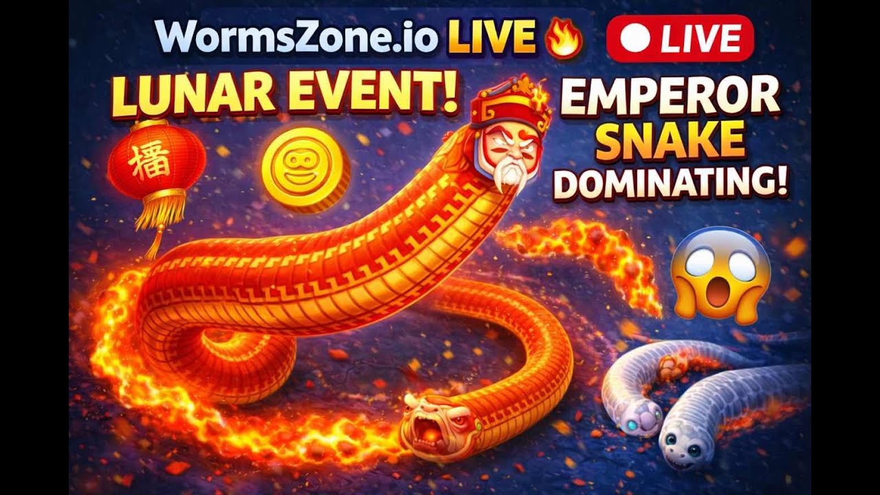 WormsZone.io LIVE 🐍 Lunar Event Grind! Emperor Snake Dominating 🔥