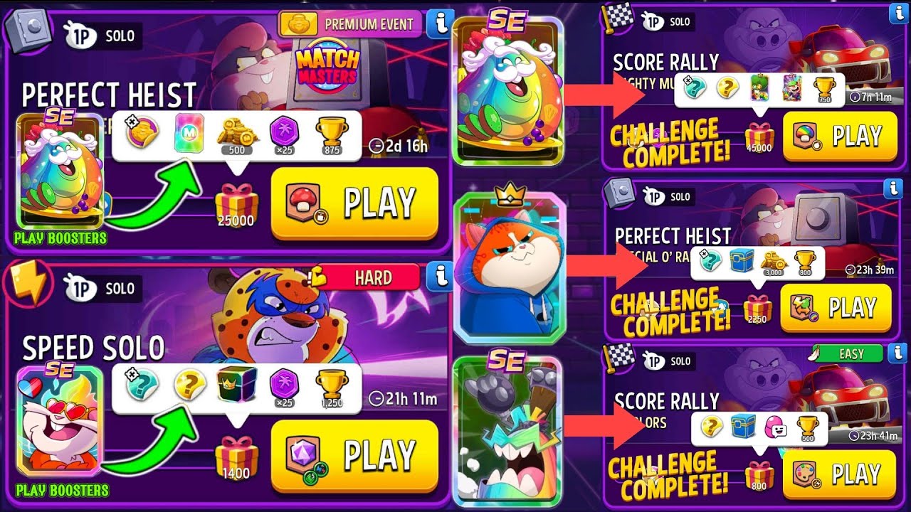 5 SOLO/ Multiplier Mushrooms/ Mighty Mushrooms/ Gem Grab/ Special O' Rama+Rainbow/ 5 Colors+Rump Up 