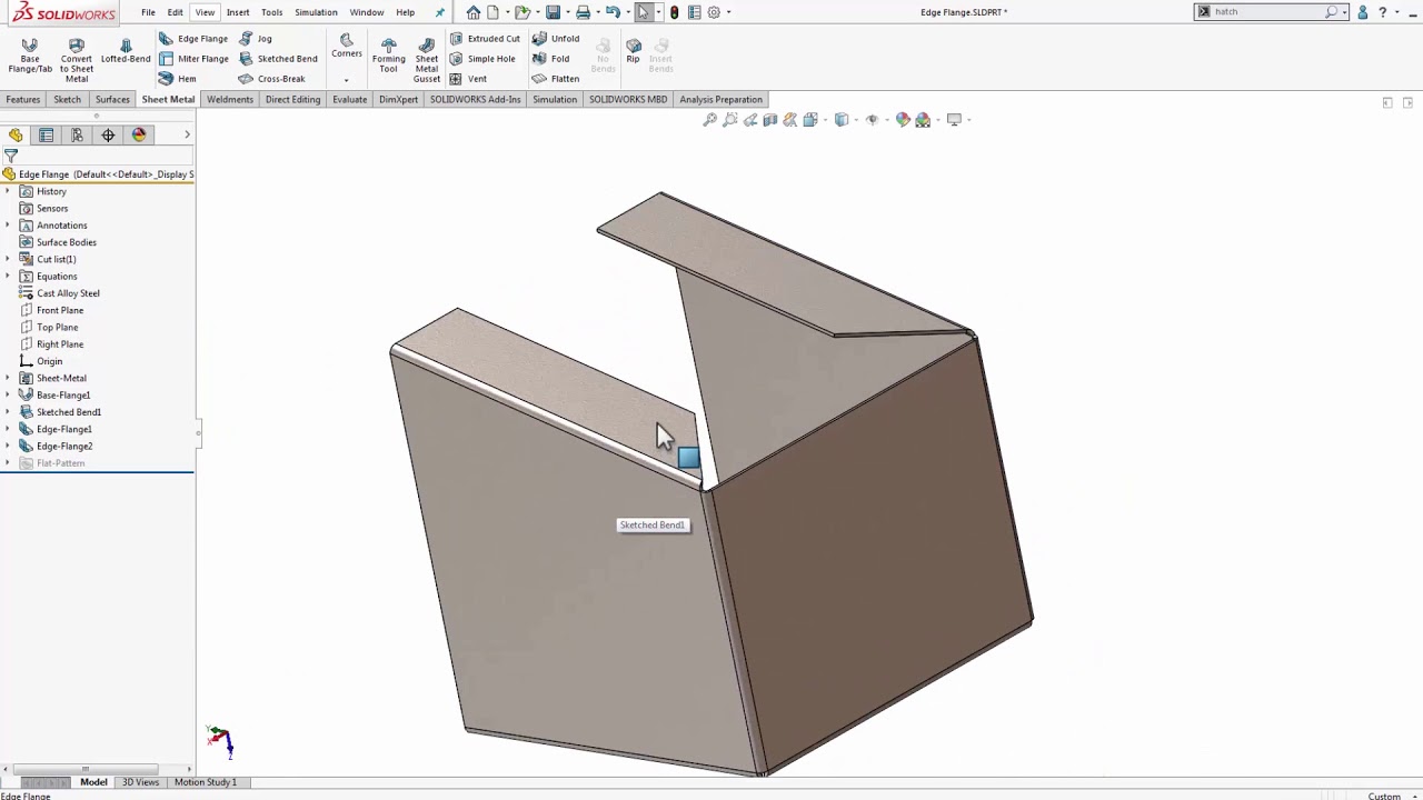 SOLIDWORKS - Mitered Edge Flanges on Non Parallel Edges