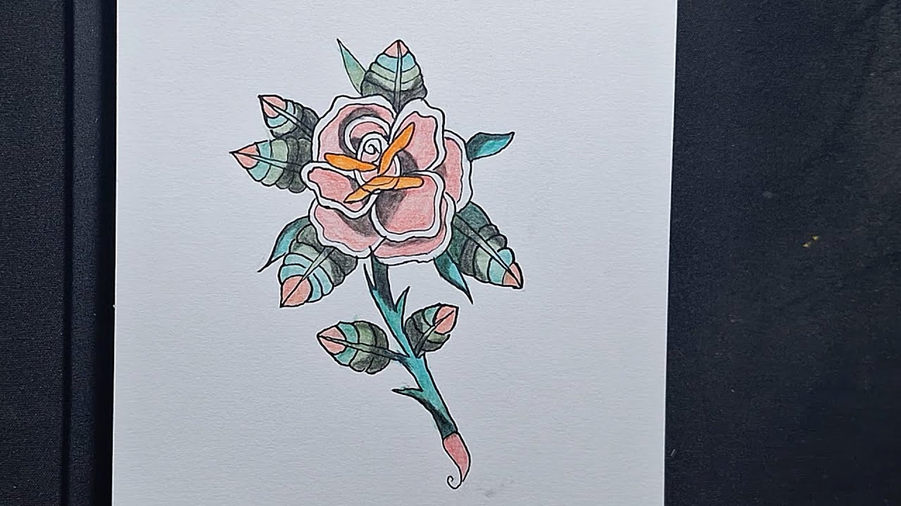 Crtam ružu 🌹 | Tattoo style crtež | Relax drawing