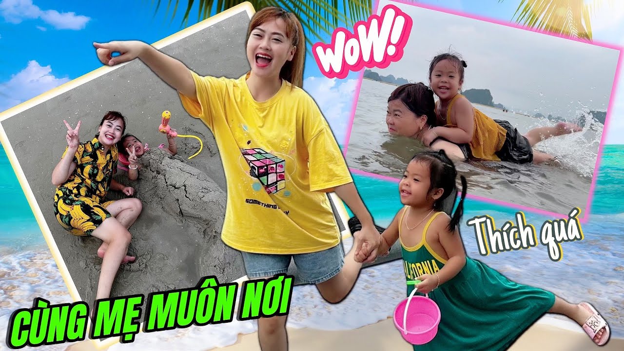 Mẹ Hà Hà Hí Dẫn Em Mint Vy Đại Náo Tại Bãi Biển I Hà Hà Hí Vlog