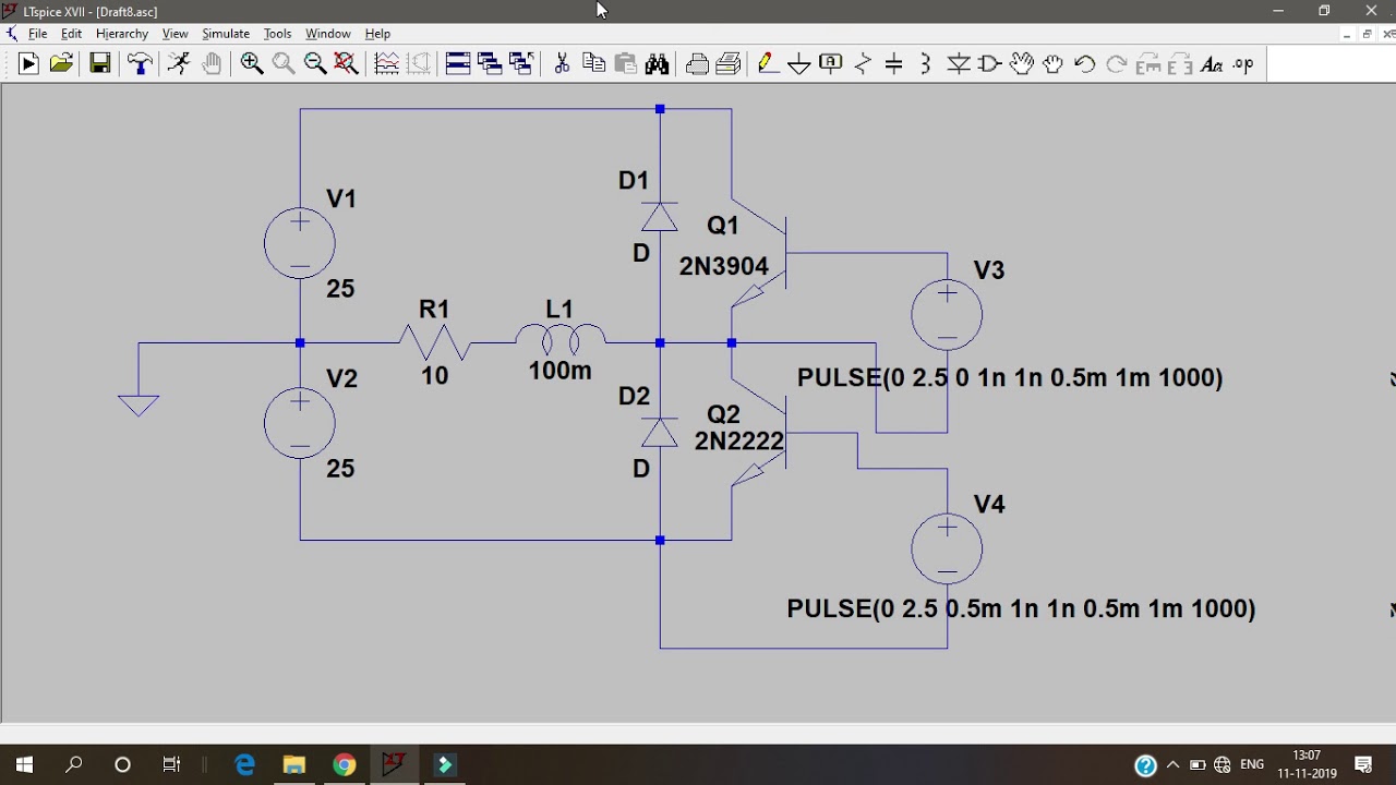 Half bridge inverter in LT Spice