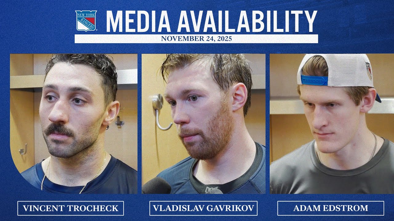 NYR vs STL: V. Trocheck, V. Gavrikov & A. Edstrom Postgame Media Availability | Nov. 24, 2025