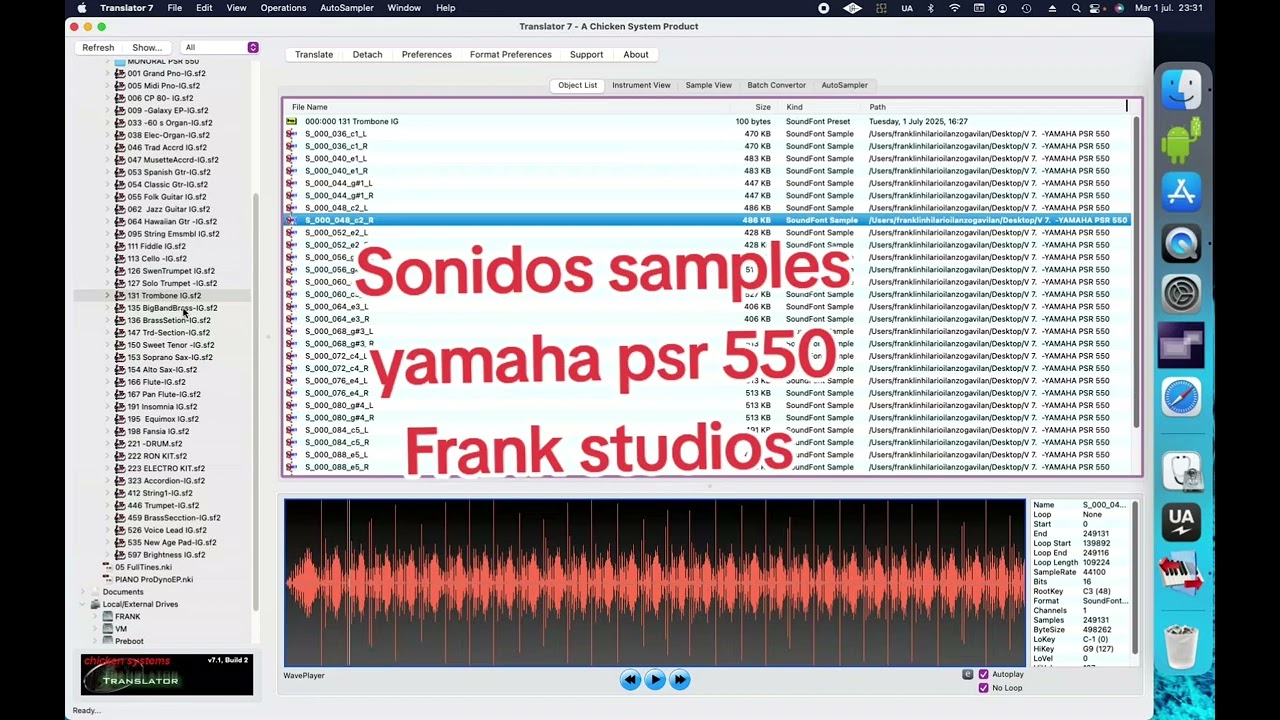 Lanzamiento v7 yamaha psr 550 Librería