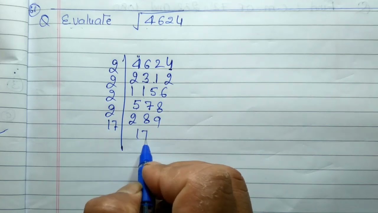 Evaluate the following | Find square root of 4624
