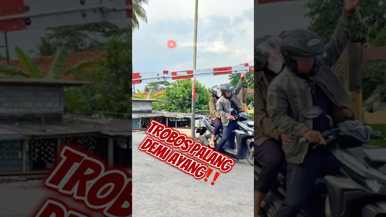 ANGKAT PALANG 🤯 Pemotor Nakal Tidak Sabar Menunggu Kereta Api Di Perlintasan Kereta api