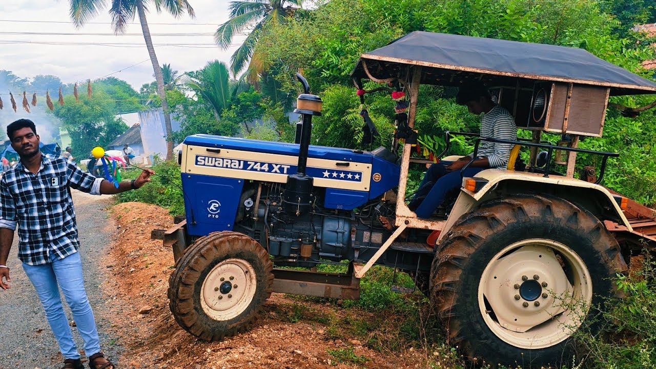 SWARAJ 744 XT 50HP tractor goes to 9 point cultivator performance in farmland @Mohantractorslife