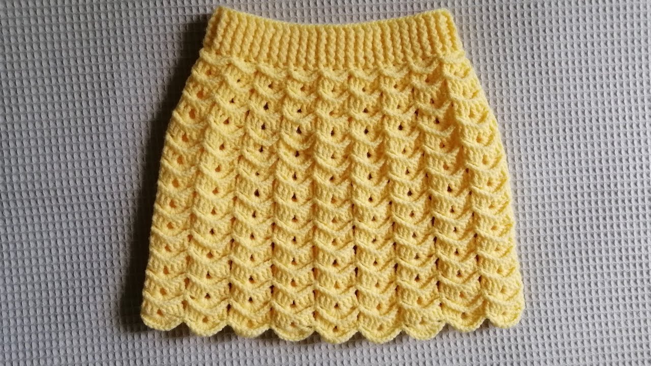 Tavuskuşu Modelli Bebek Eteği Yapımı (3D Crochet Baby Skirt Pattern)