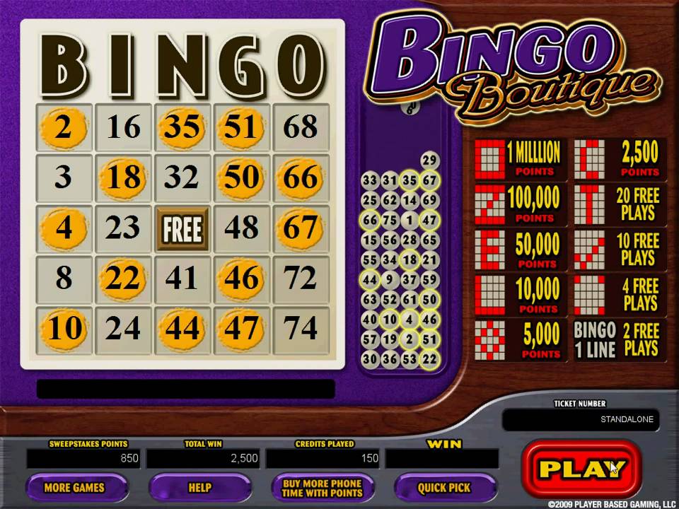Best Bet Sweeps - Bingo Boutique - 5000 POINT BINGO