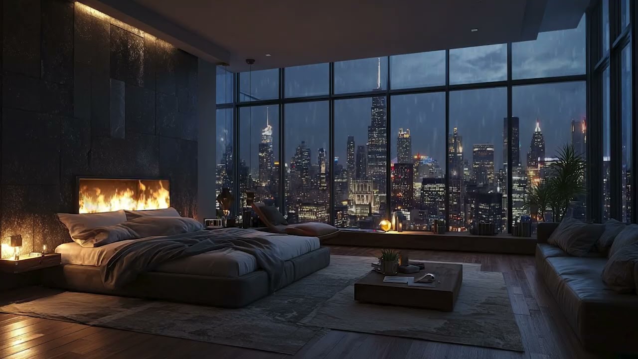 Cozy Piano & Rain Sounds 3 Hours🌧️🔥 Fireplace Ambience for Deep Sleep