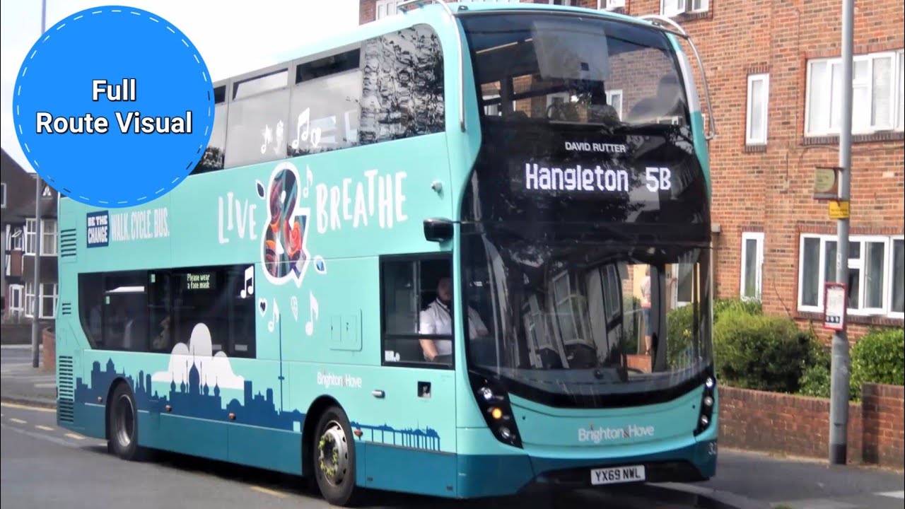 Brighton & Hove Buses 5B Full Route Visual- Hollingbury to Hangleton