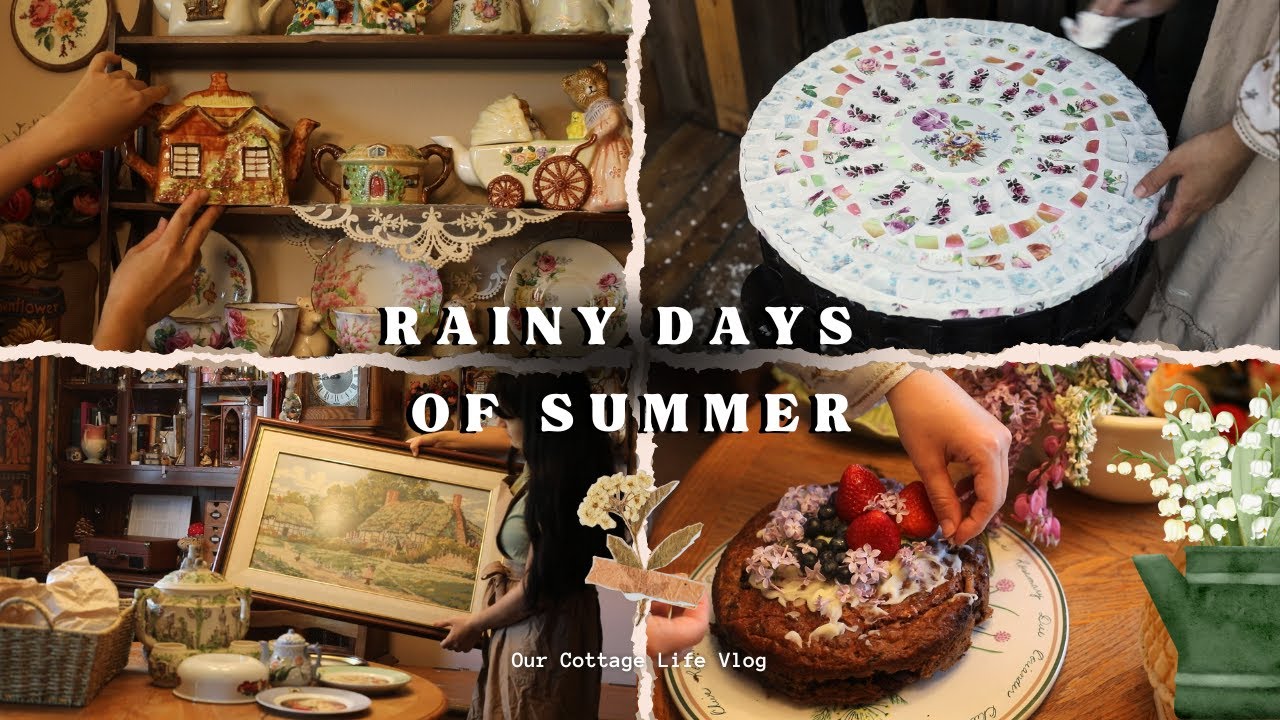 Cozy Rainy Days of Summer 🌧️| I Made a Mosaic Table | 🌹New Old Treasures