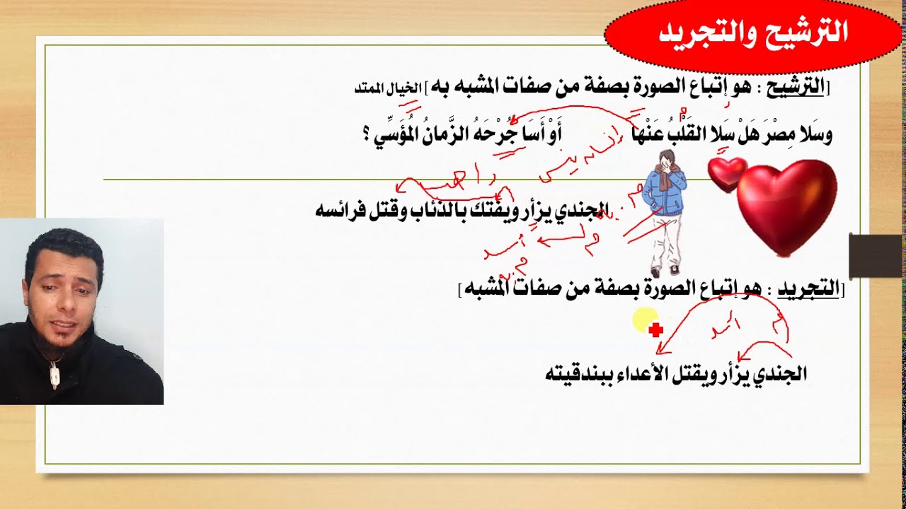 في دقيقتين  الفرق بين الترشيح والتجريد في الصورة سلسلة شرح البلاغة بطريقة أجزاء من الحلقة الثانية