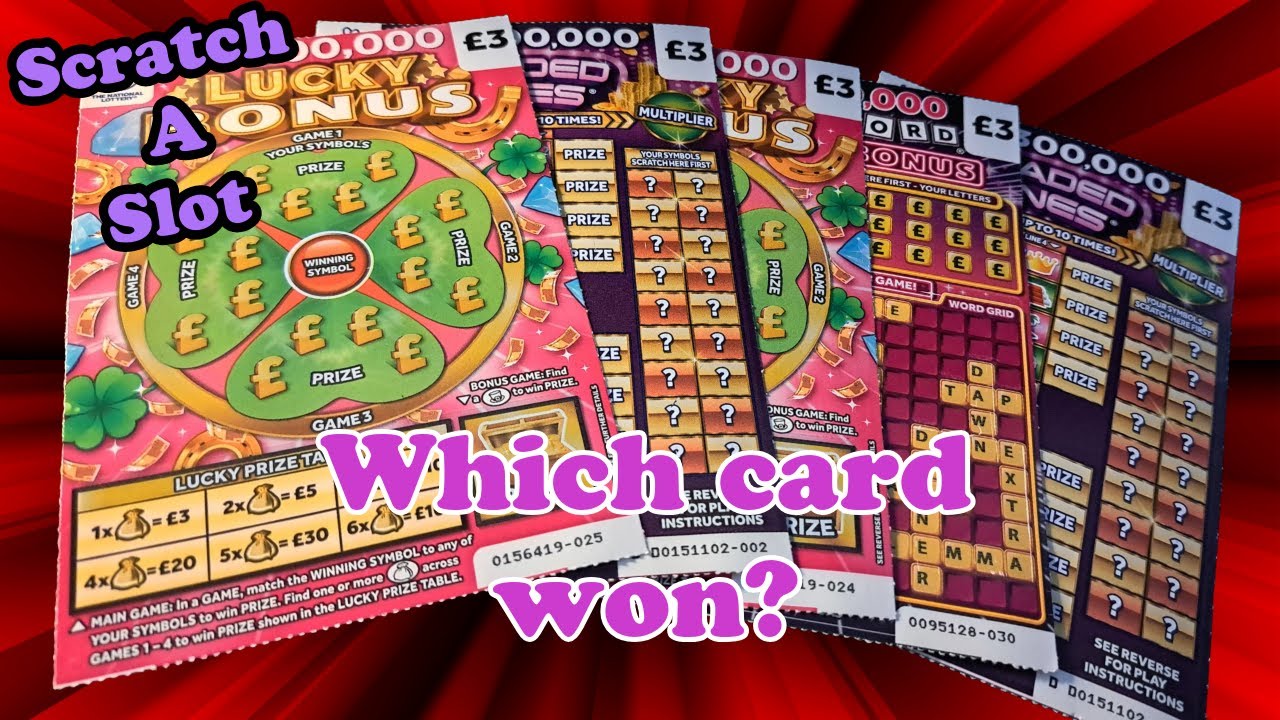 Selection of UK national lottery £3 scratch cards