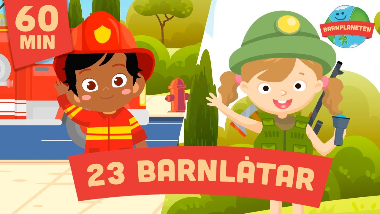 60 minuter barnmusik - 23 låtar. Små grodorna, Ekorrn satt i granen, Björnen sover, Lilla snigel mfl